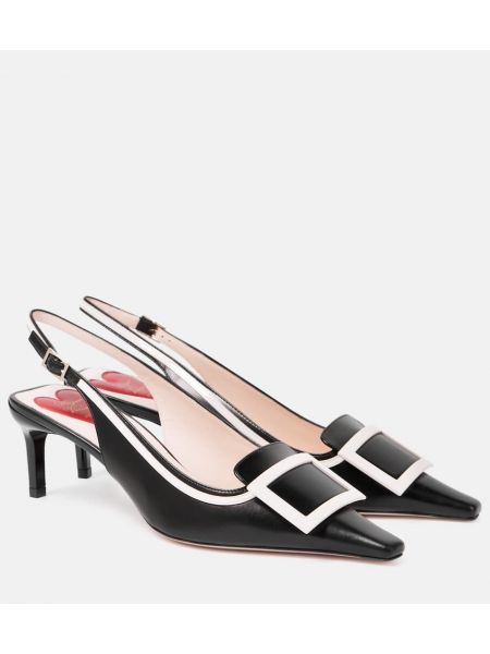 Pumps i läder med slingback Roger Vivier svart