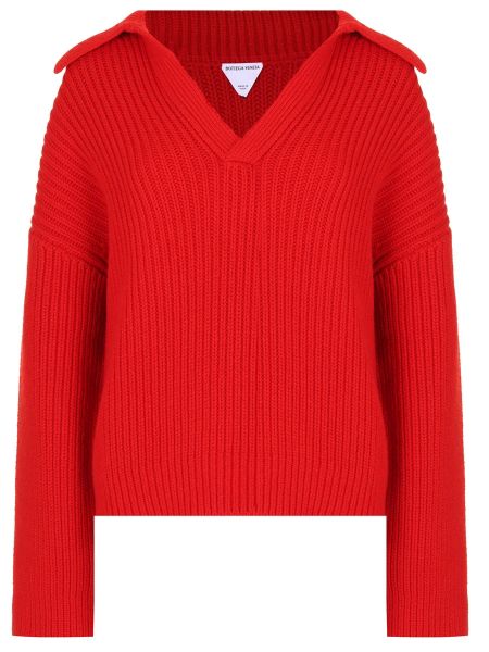Шерстяной пуловер Bottega Veneta красный