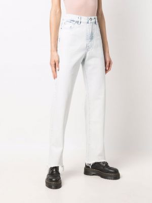Straight fit džíny s vysokým pasem 3x1 modré