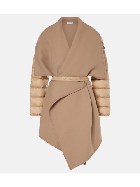 Kappa med bälte i ull i dun Moncler beige