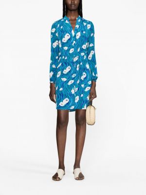 Robe chemise à imprimé Dvf Diane Von Furstenberg bleu