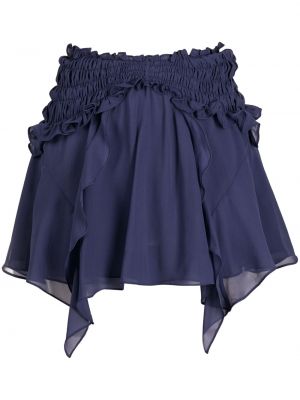 Svilena mini suknja od šifona s volanima Isabel Marant ljubičasta