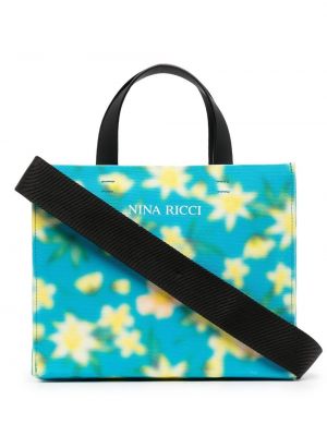 Trykt floral shoppingbag Nina Ricci blå