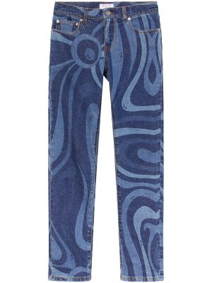 Abstraktse mustriline sirged teksapüksid Pucci sinine