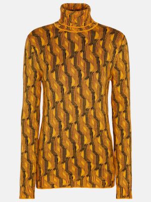 Jersey cuello alto de lana con cuello alto de tela jersey Prada amarillo