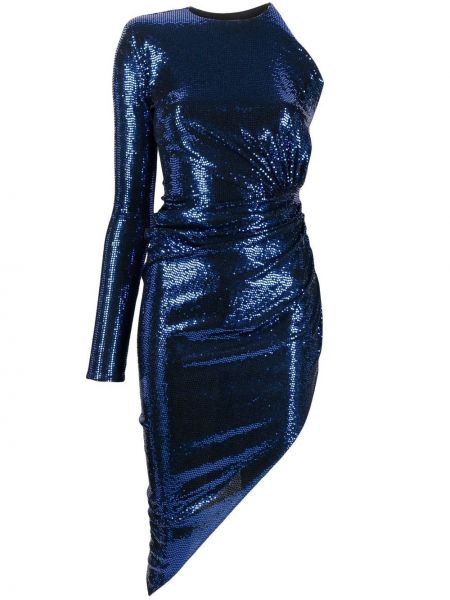 Sukienka koktajlowa z cekinami asymetryczna Alexandre Vauthier niebieska