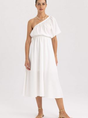 Pletené midi šaty s krátkými rukávy Defacto bílé