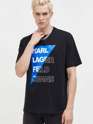 Bavlněné tričko s potiskem Karl Lagerfeld Jeans černé