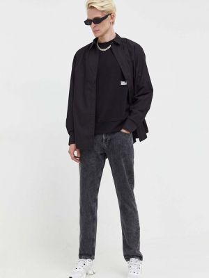 Bombažna denim srajca Karl Lagerfeld Jeans črna