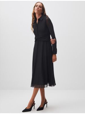 Μακρυμάνικη μίντι φόρεμα από διχτυωτό Jimmy Key μαύρο