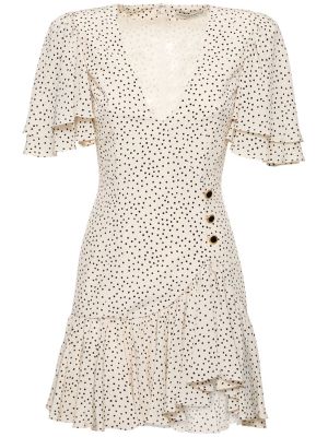 Hedvábné mini šaty s volány Alessandra Rich bílé