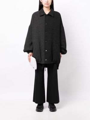 Vlněná bunda se vzorem rybí kosti Yohji Yamamoto šedá