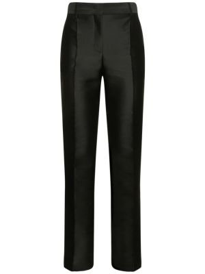 Hodvábne rovné nohavice s vysokým pásom Alberta Ferretti čierna