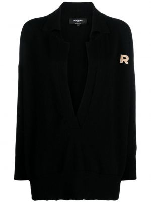 Kašmírový sveter s výstrihom do v Rochas čierna