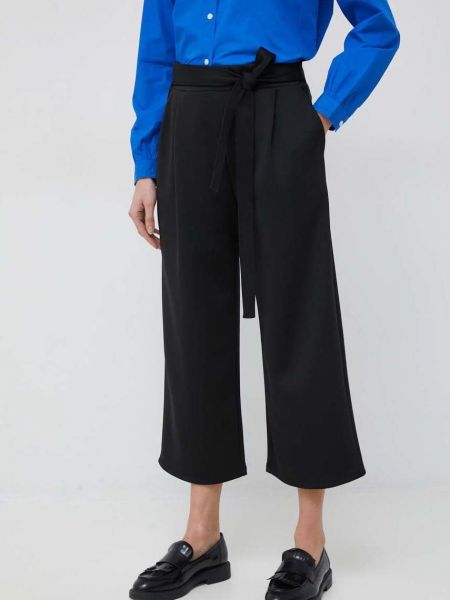 Dkny pantaloni femei, culoarea negru, lat, high waist