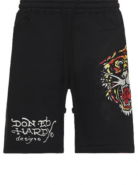 Shorts de sport et imprimé rayures tigre Ed Hardy noir