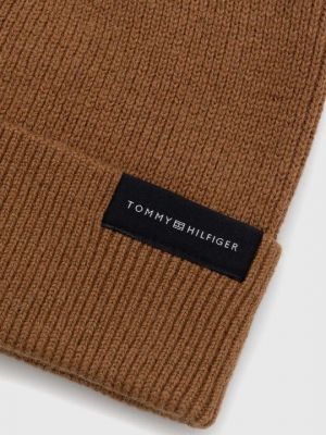 Шерстяная шапка Tommy Hilfiger коричневая