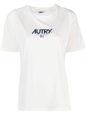 Bavlněné tričko s potiskem Autry bílé