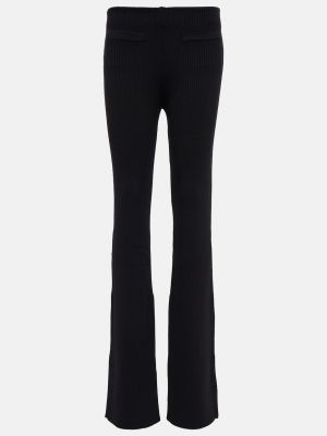 Шерстяные прямые брюки Saint Laurent черные