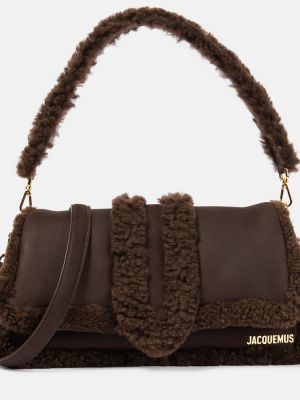 Kožená kožená kabelka Jacquemus hnedá