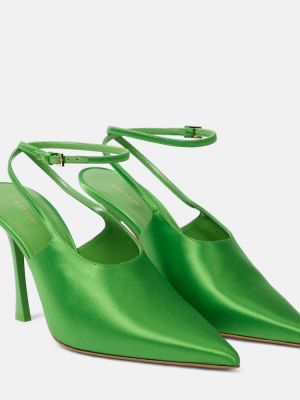 Pantofi cu toc din satin slingback Givenchy verde