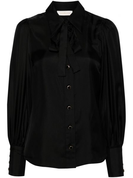 Копринена блуза с яка Zimmermann черно