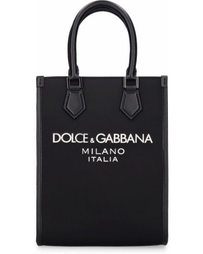 Nylónová kožená nákupná taška Dolce & Gabbana čierna