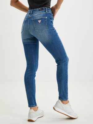 Priliehavé priliehavé skinny fit džínsy na gombíky Guess modrá