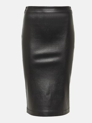 Falda midi de cuero Versace negro