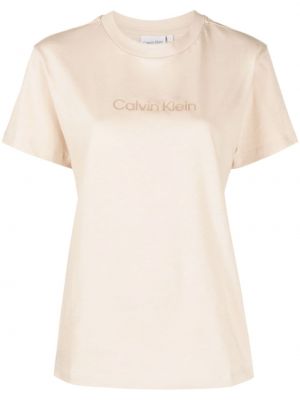 Raštuotas marškinėliai Calvin Klein rožinė