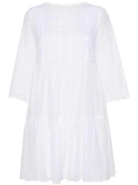 Мини рокля на цветя с дантела Ermanno Firenze бяло