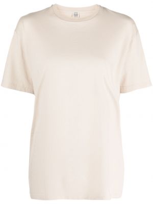T-shirt di cotone con scollo tondo Toteme beige