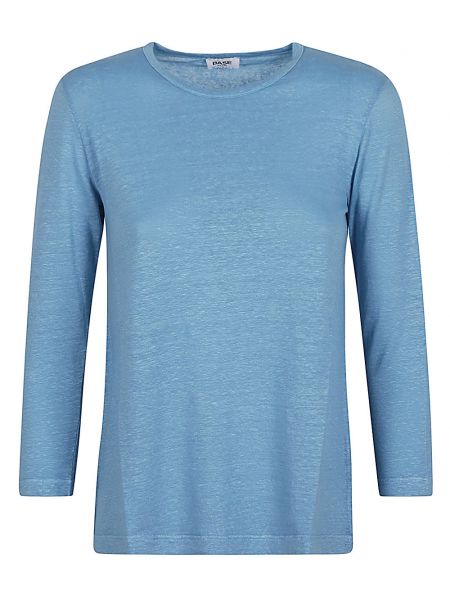 T-shirt a maniche lunghe di lino in jersey Base blu
