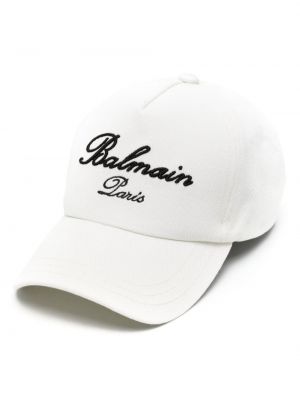 Haftowana czapka z daszkiem Balmain biała