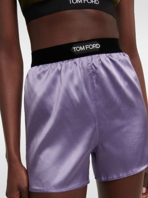Pantaloni scurți din satin de mătase Tom Ford violet