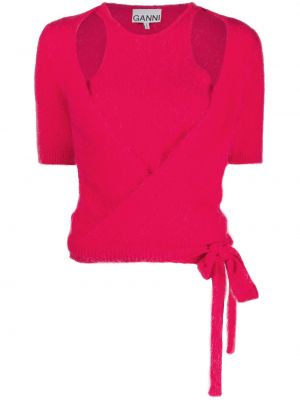 Top a maniche corte Ganni rosa