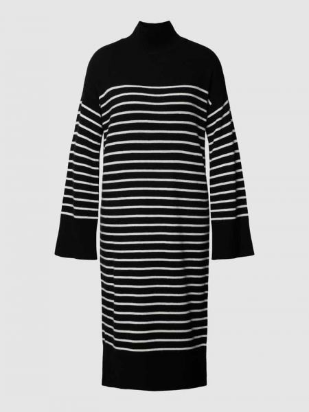 Dzianinowa sukienka na ramiączkach w paski Esprit Collection czarna