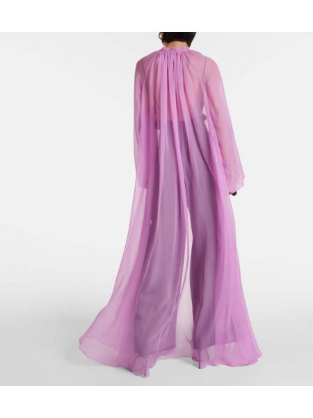 Копринен халат от шифон Max Mara розово