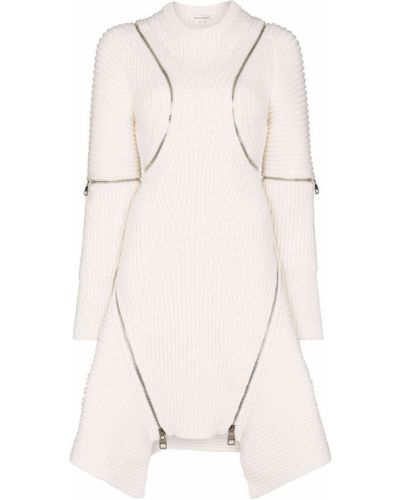 Pletené šaty na zip Alexander Mcqueen bílé