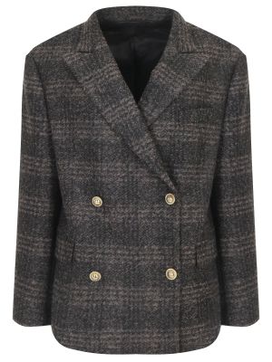 Клетчатый пиджак Maison Bohemique коричневый