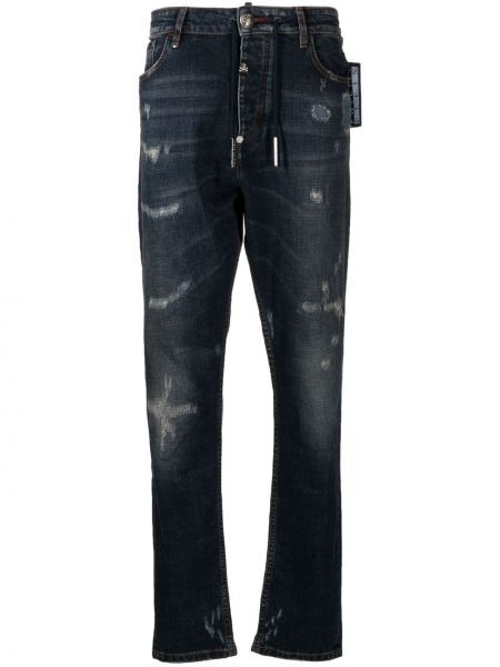Jeans skinny taille basse slim Philipp Plein bleu