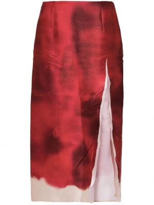 Raštuotas midi sijonas su abstrakčiu raštu Prada raudona