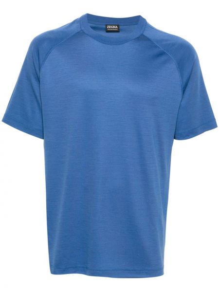 Volnena majica z okroglim izrezom Zegna modra