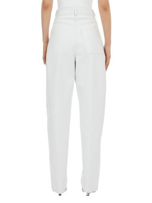 Kožené rovné kalhoty s vysokým pasem Ferragamo bílé