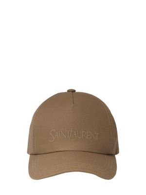 Памучна памучна ленена шапка с козирки Saint Laurent бежово