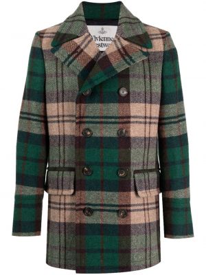 Καρό μάλλινο παλτό Vivienne Westwood πράσινο