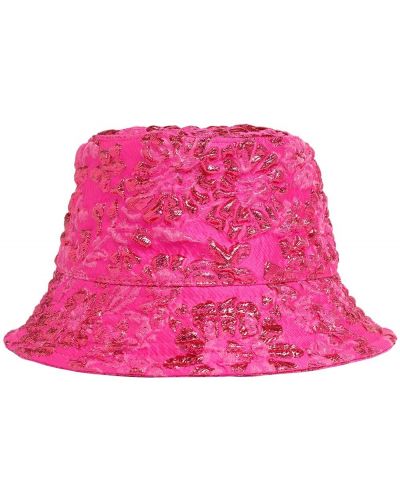 Žakárová kvetinová čiapka Valentino Garavani ružová