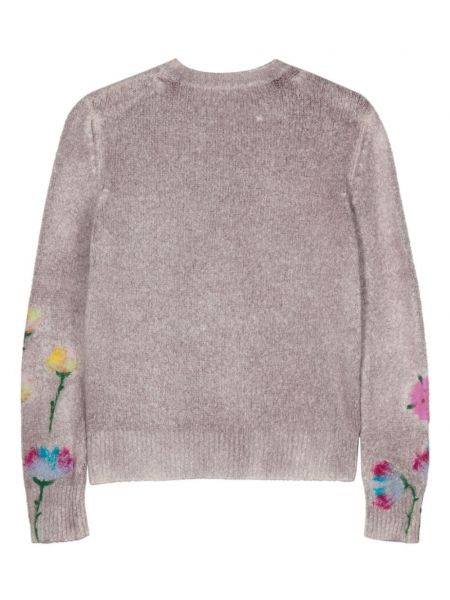 Sweter w kwiatki Avant Toi fioletowy