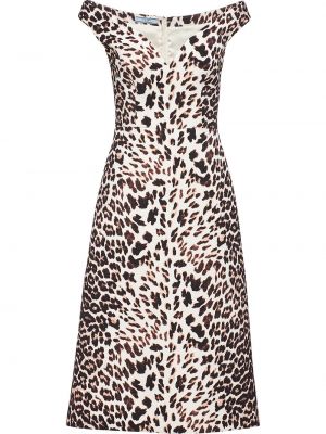 Vestido de noche con estampado leopardo Prada marrón