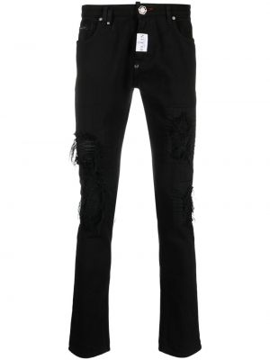 Skinny fit džinsai slim fit su žvaigždės raštu Philipp Plein juoda